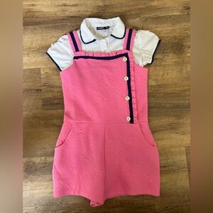 Janie and Jack romper, Chaps shirt, with added custom navy blue trim